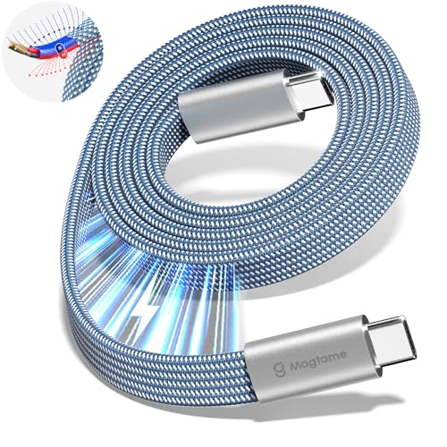 Magtame USB C Ladekabel, 240W(5A) 1.5M magnetisches USB C auf USB C Kabel, Nylon Coiled Typ C Schnellladekabel für Samsung, für USB C Gerät, Patentprodukt von Magtame