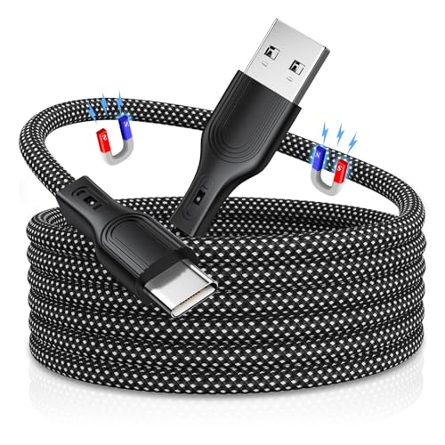 Magtame USB-C-Ladekabel, magnetisches USB-A-auf-USB-C-Kabel, 1.5M Nylon Geflochten Typ-C-Schnellladekabel kompatibel mit Samsung Galaxy, Schwarz von Magtame