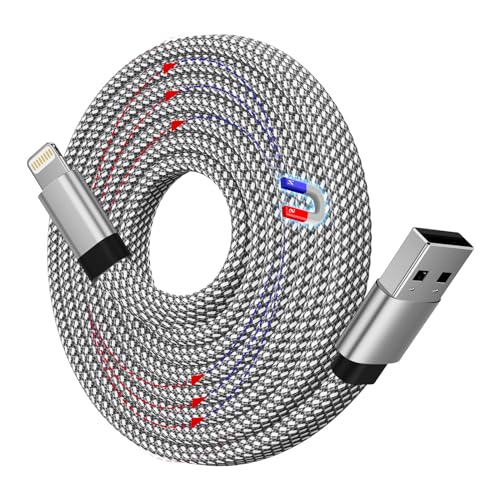 Magtame iPhone Magnetisches Ladekabel, 1.5M USB A Light-ning Kabel Spiralkabel Aufgerollt, Flach iPhone Original Kabel MFi-Zertifiziert Nylon Geflochten für iPhone 14 13 Pro Max Mini XS XR X 8 7 SE von Magtame