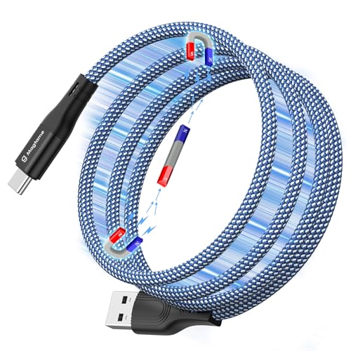 Magtame Magnetisches USB-C-Kabel, Gewickeltes USB-A-zu-USB-C, 1.5M Einziehbar, Nylon Geflochten, Typ C Schnellladekabel Kompatibel Mit Samsung, Pad Magtame Magnetisches USB-C-Kabel, Gewickeltes USB-A-zu-USB-C, 1.5M Einziehbar, Nylon Geflochten, Typ C Schnellladekabel Kompatibel Mit Samsung, Pad von Magtame