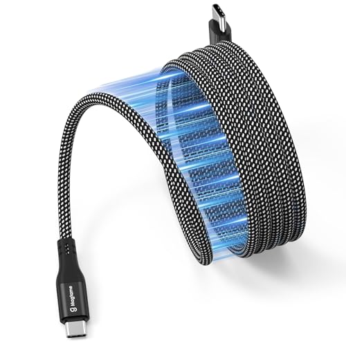 Magtame magnetisches USB-C-Kabel, gewickeltes USB-C-auf-USB-C-Kabel 60W(3A), 1.5M einziehbares USB-C-Kabel, Nylon-geflochtenes Typ C-Schnellladekabel kompatibel mit Phone 15, für Samsung von Magtame
