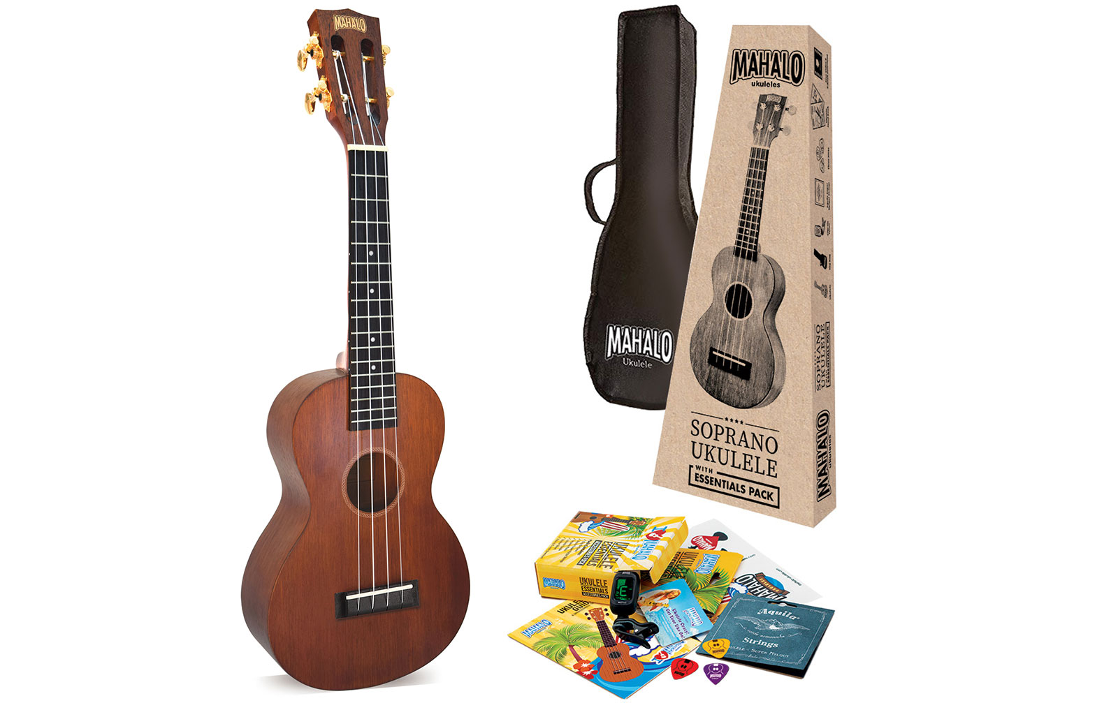 Mahalo Java Concert Ukulele Trans Brown Essentials Pack von Mahalo