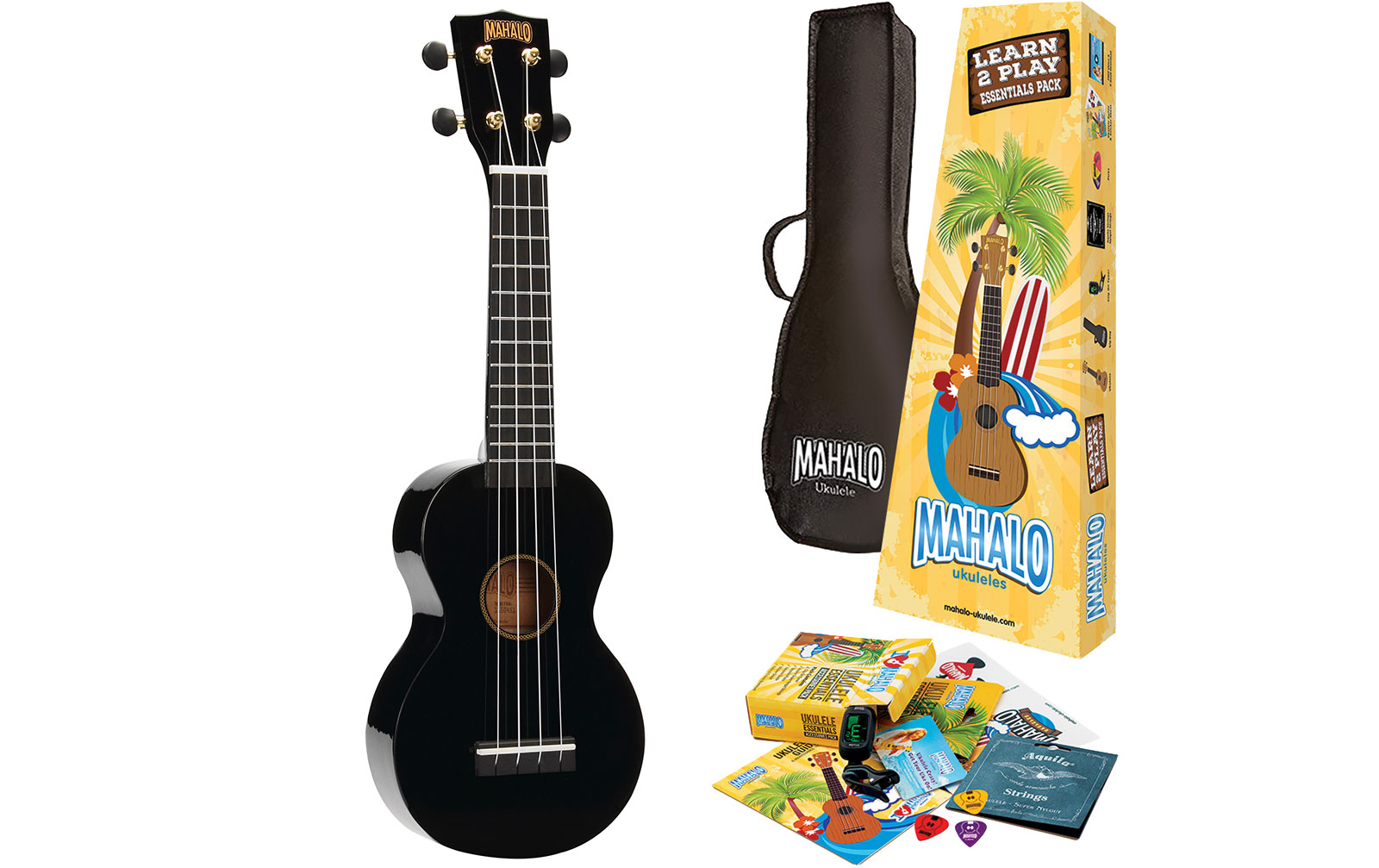 Mahalo Rainbow Ukulele Black - Learn 2 Play Pack von Mahalo