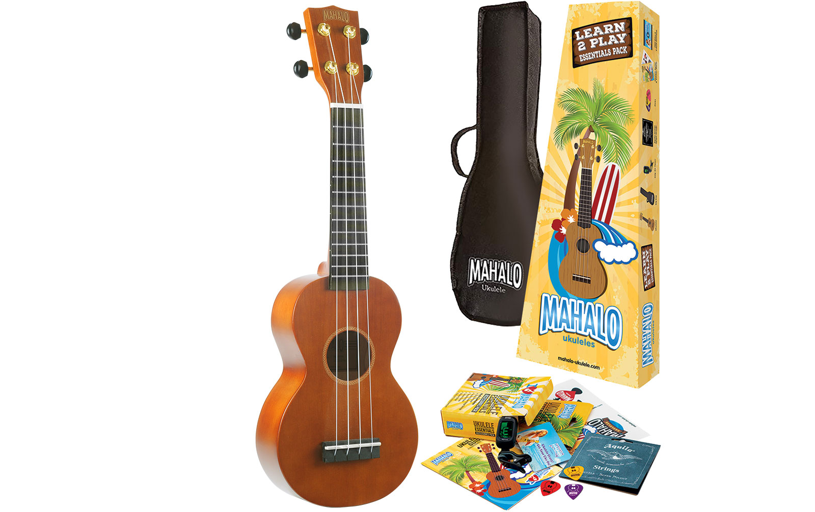 Mahalo Rainbow Ukulele Trans Brown - Learn 2 Play Pack von Mahalo