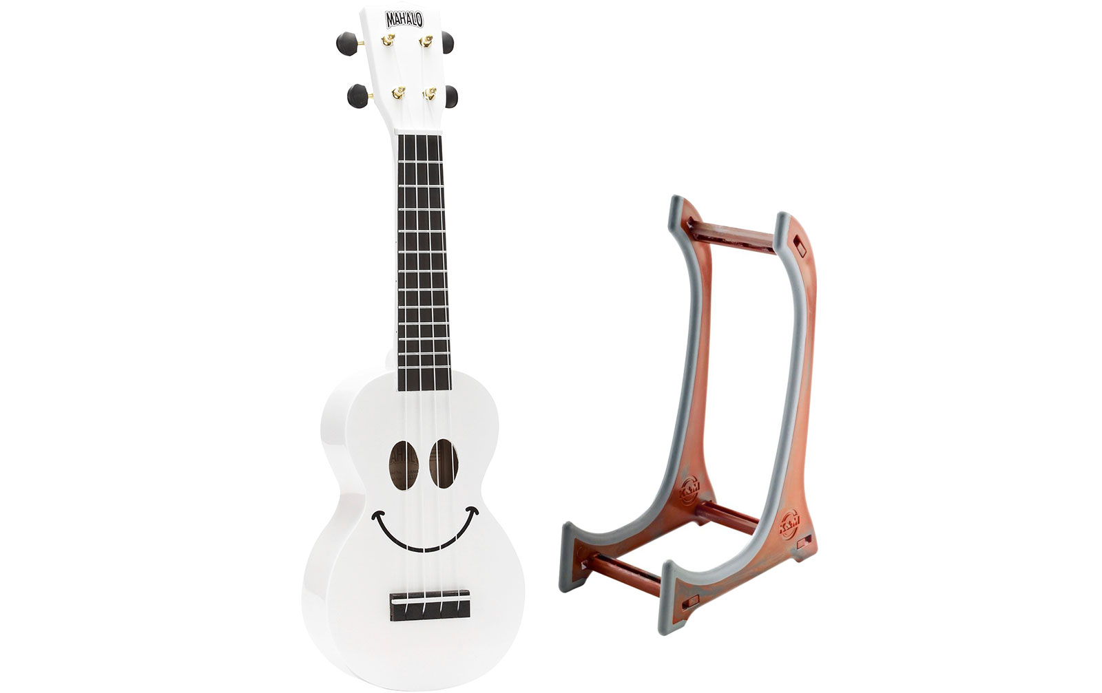 Mahalo Smiley Ukulele White Set inkl. Ukulelenständer Mahalo Smiley Ukulele White Set inkl. Ukulelenständer von Mahalo