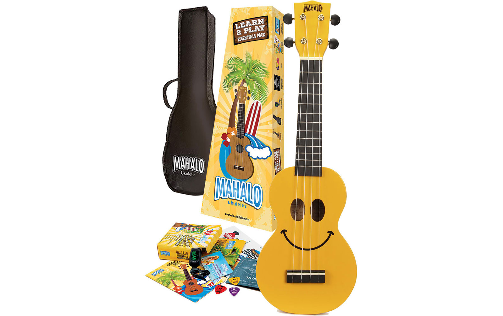 Mahalo U-Smile Ukulele Yellow Essentials Pack von Mahalo