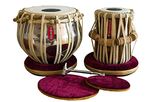 MAHARAJA Student Tabla Drum Set, Steel Bayan, Finest Dayan with Book, Hammer, Cushions & Cover, Anfänger/Schüler Tabla Schlagzeug (PDI-IB) von Maharaja Musicals