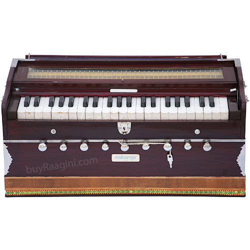 Maharaja 5200n Sangeeta Harmonium, 9 Stopps, 3,5 Oktaven, gestimmt auf A440, mit Verbindungsstück, inkl. Tragetasche und Handbuch (evtl. nicht in deutscher Sprache), Farbton: Mahagoniholz (PDI-DC) - von Maharaja Musicals