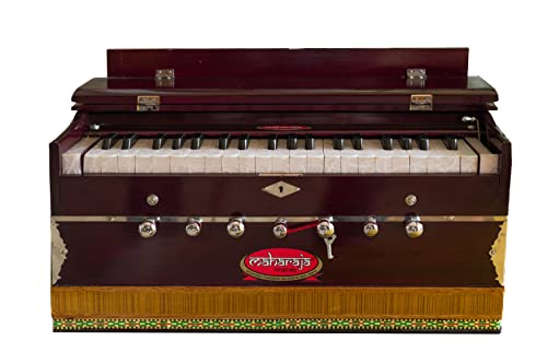 Maharaja Harmonium 3 1/4 Octave, Double Reed, Coupler, 7 Stop, Book & Bag, A440 Tuned - Mahogany Indian Musical Instrument Harmoniums Baja Baaja Vaja (PDI-DB) von Maharaja Musicals