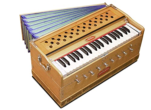 Maharaja Musicals Harmonium in den USA, 9 Stops, 3 1/2 Octave, Doppelblatt, Koppler, Naturfarbe, Standard, gepolsterte Tasche, A440 Stimmung, Musikinstrument Indisches Sangeeta (PDI-AABG) von Maharaja Musicals