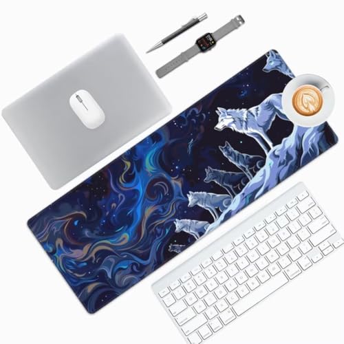 Mauspad XXL Abstrakt Mauspad 1500 x 600 mm, Gaming Mousepad XXL Mauspad Wolf Schreibtischunterlage, Wasserdicht Mouse Pad Groß rutschfeste Unterseite Desk Mat Gaming Zubehör Für Office Home -733HDM von Mahoxua