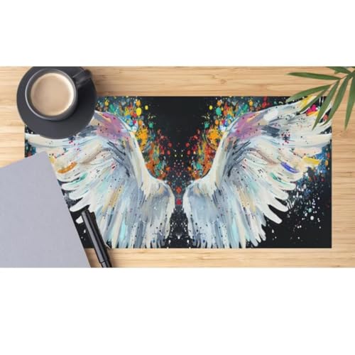 Mauspad XXL Flügel Mauspad 1000x500x3 mm, Gaming Mousepad XXL Mauspad Weiß Schreibtischunterlage, Wasserdicht Mouse Pad Groß rutschfeste Unterseite Desk Mat Gaming Zubehör, Geschenke für Frauen M440 von Mahoxua