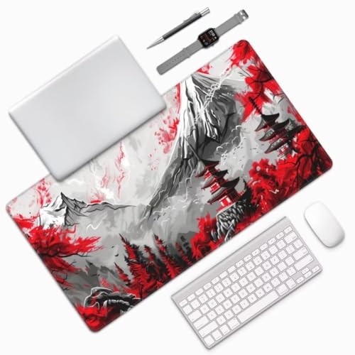 Mauspad XXL Japan Mauspad 1200x600x3 mm, Gaming Mousepad XXL Mauspad Landschaft Schreibtischunterlage, Wasserdicht Mouse Pad Groß rutschfeste Unterseite Desk Mat Gaming Zubehör für Office Home M235 von Mahoxua