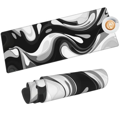 Mahoxua Mauspad XXL Schwarz Weiß Marmor 1500 x 600 mm, Gaming Mousepad xxl, Wasserdicht, Rutschfest, Schreibtischunterlage, Zubehör für Office & Home-48HDM von Mahoxua