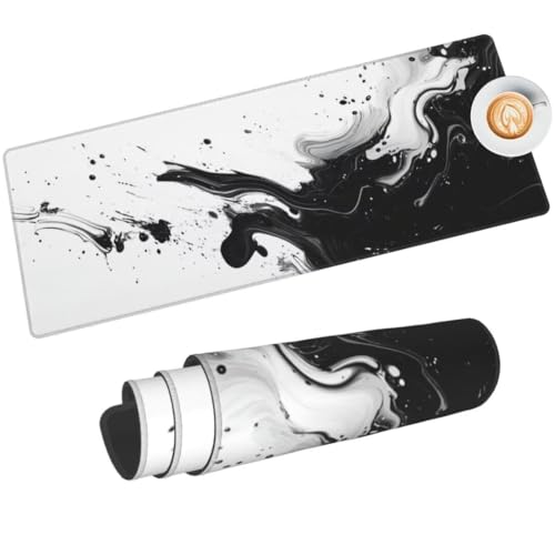 Mauspad XXL Schwarz Weiß Mauspad 900 x 400 mm, Gaming Mousepad xxl Mauspad Landschaft Schreibtischunterlage, Wasserdicht Mouse Pad Groß Rutschfeste Unterseite Gaming Zubehör Für Office Home -180HDM von Mahoxua