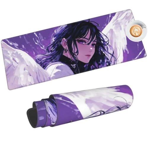 Mauspad XXL Lila Mauspad 1200 x 600 mm, Gaming Mousepad xxl Mauspad Engelsflügel Schreibtischunterlage, Wasserdicht Mouse Pad Groß Rutschfeste Unterseite Desk Mat Gaming Zubehör Für Office Home-300HDM von Mahoxua