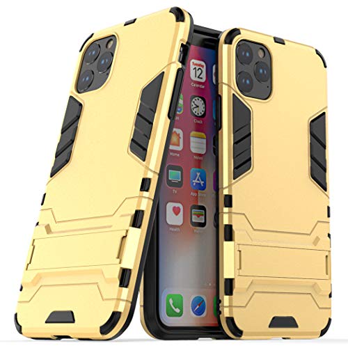 Hülle für Apple iPhone 11 Pro Max (6,5 Zoll) 2 in 1 Hybrid Dual Layer Shell Armor Schutzhülle mit Standfunktion Case (Gold) von MaiJin