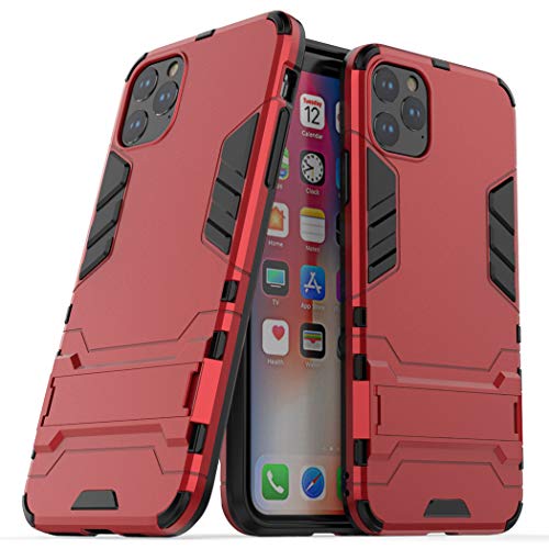 Hülle für Apple iPhone 11 Pro Max (6,5 Zoll) 2 in 1 Hybrid Dual Layer Shell Armor Schutzhülle mit Standfunktion Case (Rot) von MaiJin