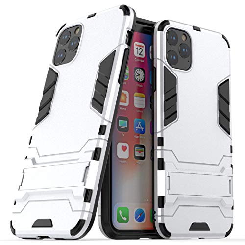 Hülle für Apple iPhone 11 Pro Max (6,5 Zoll) 2 in 1 Hybrid Dual Layer Shell Armor Schutzhülle mit Standfunktion Case (Silber) von MaiJin