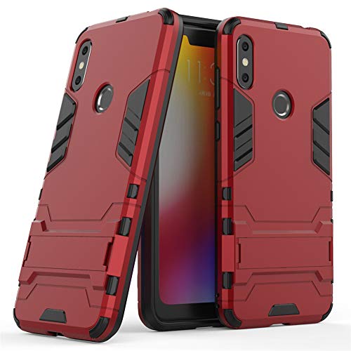 Hülle für Motorola Moto One Power/Moto P30 Note (6,2 Zoll) 2 in 1 Hybrid Dual Layer Shell Armor Schutzhülle mit Standfunktion Case (Rot) von MaiJin