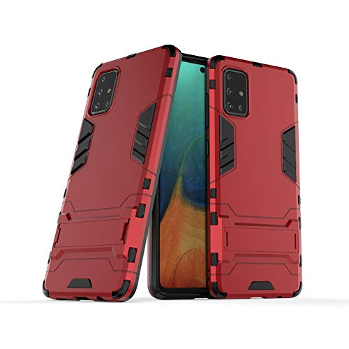 Hülle für Samsung Galaxy A71 (6,7 Zoll) 2 in 1 Hybrid Dual Layer Shell Armor Schutzhülle mit Standfunktion Case (Rot) von MaiJin
