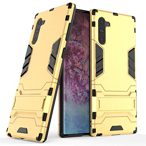 Hülle für Samsung Galaxy Note 10 / Galaxy Note10 5G (6,3 Zoll) 2 in 1 Hybrid Dual Layer Shell Armor Schutzhülle mit Standfunktion Case (Gold) von MaiJin