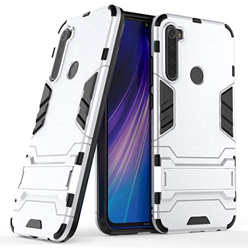 Hülle für Xiaomi Redmi Note 8 (6,3 Zoll) 2 in 1 Hybrid Dual Layer Shell Armor Schutzhülle mit Standfunktion Case (Silber) von MaiJin