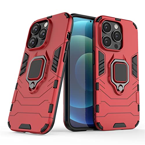 Kompatibel mit Apple iPhone 14 Pro Hülle, Ring Ständer Magnetischer Handyhalter Auto Caseme Schutzhülle Case (Rot) von MaiJin