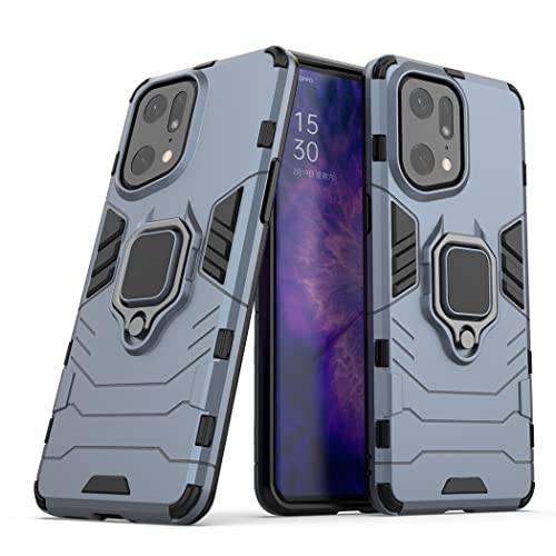 Kompatibel mit Oppo Find X5 Pro Hülle, Ring Ständer Magnetischer Handyhalter Auto Caseme Schutzhülle Case (Navy Blau) von MaiJin