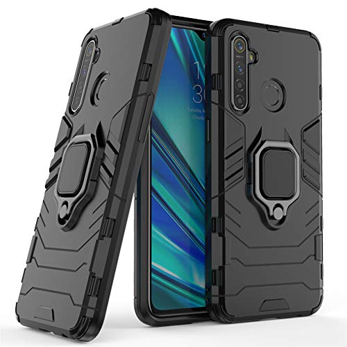 Kompatibel mit Realme5 Pro, RealmeQ Hülle, Ring Ständer Magnetischer Handyhalter Auto Caseme Schutzhülle Case für Oppo Realme 5 Pro, Realme Q (Schwarz) von MaiJin