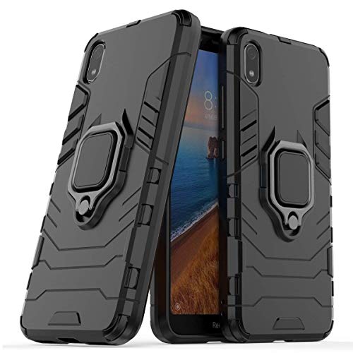 Kompatibel mit Redmi 7A Hülle, Ring Ständer Magnetischer Handyhalter Auto Caseme Schutzhülle Case für Xiaomi Redmi 7A (Schwarz) von MaiJin