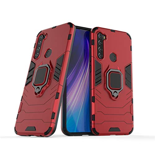 Kompatibel mit Redmi Note 8T Hülle, Ring Ständer Magnetischer Handyhalter Auto Caseme Schutzhülle Case für Xiaomi Redmi Note 8T (Rot) von MaiJin