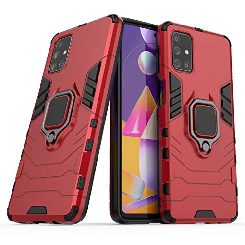 Kompatibel mit Samsung Galaxy M31S Hülle, Ring Ständer Magnetischer Handyhalter Auto Caseme Schutzhülle Case (Rot) von MaiJin