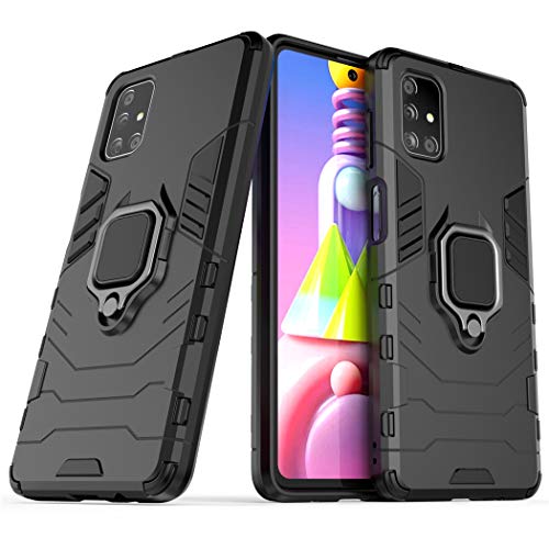 Kompatibel mit Samsung Galaxy M51 Hülle, Ring Ständer Magnetischer Handyhalter Auto Caseme Schutzhülle Case (Schwarz) von LuluMain