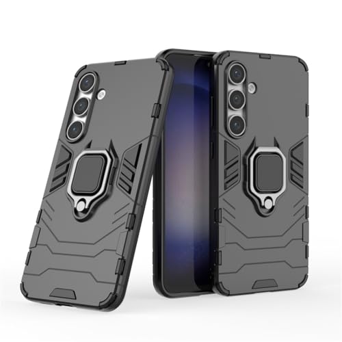 Kompatibel mit Samsung Galaxy S24 FE 5G Hülle, Ring Ständer Magnetischer Handyhalter Auto Caseme Schutzhülle Case (Schwarz) von MaiJin