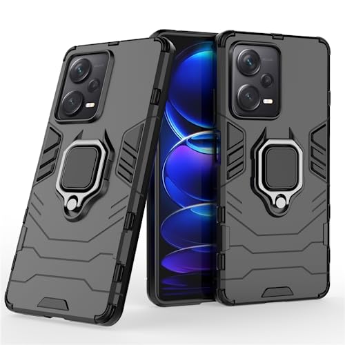 Kompatibel mit Xiaomi Mi Redmi Note 12 Pro Plus 5G Hülle, Ring Ständer Magnetischer Handyhalter Auto Caseme Schutzhülle Case (Schwarz) von MaiJin