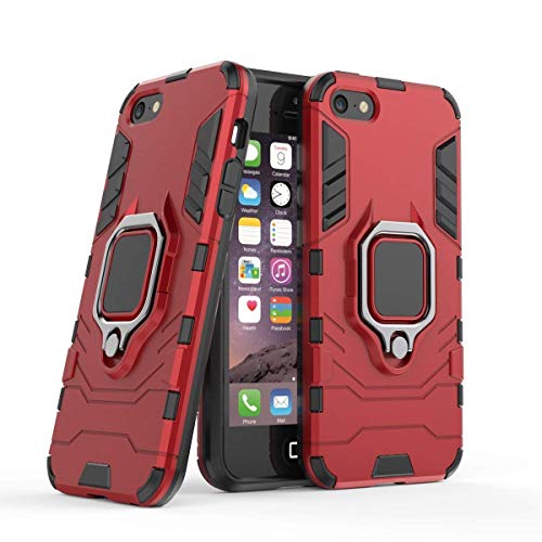 Kompatibel mit iPhone 5 5S SE Hülle, Ring Ständer Magnetischer Handyhalter Auto Caseme Schutzhülle Case für Apple iPhone 5, iPhone 5S, iPhone SE (Rot) von MaiJin