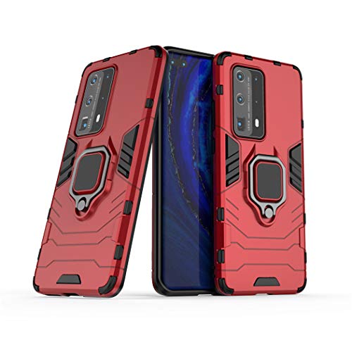 LuluMain Kompatibel mit Huawei P40 Pro+ Hülle, Ring Ständer Magnetischer Handyhalter Auto Caseme Schutzhülle Case für Huawei P40 Pro Plus 5G (Rot) von MaiJin