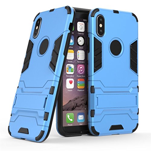 MaiJin Hülle für Apple iPhone X/iPhone XS (5,8 Zoll) 2 in 1 Hybrid Dual Layer Shell Armor Schutzhülle mit Standfunktion Case (Blau) von MaiJin