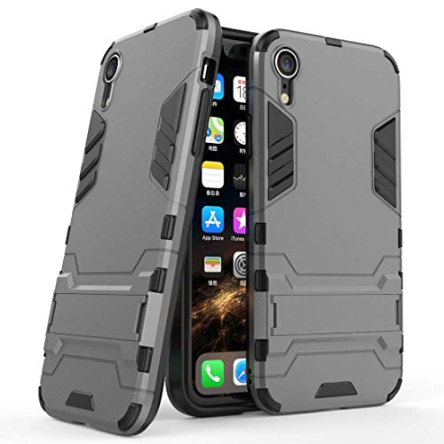 MaiJin Hülle für Apple iPhone XR (6,1 Zoll) 2 in 1 Hybrid Dual Layer Shell Armor Schutzhülle mit Standfunktion Case (Grau) von MaiJin
