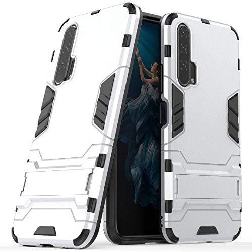 MaiJin Hülle für Huawei Honor 20 Pro (6,26 Zoll) 2 in 1 Hybrid Dual Layer Shell Armor Schutzhülle mit Standfunktion Case (Silber) von MaiJin