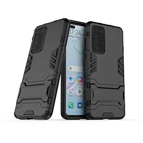 MaiJin Hülle für Huawei P40 (6,1 Zoll) 2 in 1 Hybrid Dual Layer Shell Armor Schutzhülle mit Standfunktion Case (Schwarz) von MaiJin