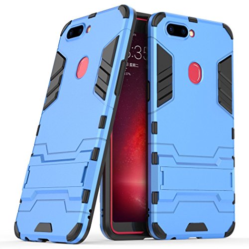 MaiJin Hülle für Oppo R11s (6,01 Zoll) 2 in 1 Hybrid Dual Layer Shell Armor Schutzhülle mit Standfunktion Case (Blau) von MaiJin