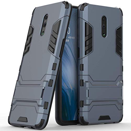 MaiJin Hülle für Oppo Reno (6,4 Zoll) 2 in 1 Hybrid Dual Layer Shell Armor Schutzhülle mit Standfunktion Case (Blau Schwarz) von MaiJin