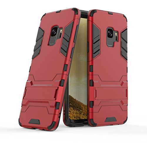 MaiJin Hülle für Samsung Galaxy S9 Plus SM-G965F (6,2 Zoll) 2 in 1 Hybrid Dual Layer Shell Armor Schutzhülle mit Standfunktion Case (Rot) von MaiJin