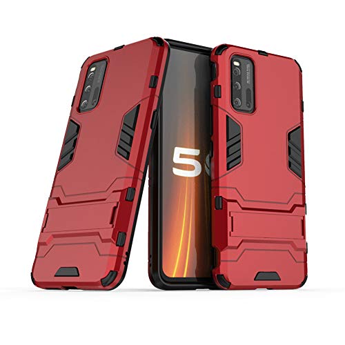 MaiJin Hülle für VIVO iQOO 3 5G (6,44 Zoll) 2 in 1 Hybrid Dual Layer Shell Armor Schutzhülle mit Standfunktion Case (Rot) von MaiJin