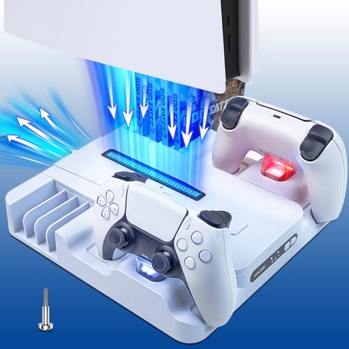 Ladestation Ständer Kompatibel mit PS5 Slim, PS 5 Charging Dock Lüfter, 3-in-1 Kühlständer Abnehmbarer Headset Vertikaler Cooling Stand Halterung für PS 5 Disc und Digital Edition Ladestation Ständer Kompatibel mit PS5 Slim, PS 5 Charging Dock Lüfter, 3-in-1 Kühlständer Abnehmbarer Headset Vertikaler Cooling Stand Halterung für PS 5 Disc und Digital Edition von HARIKIKI