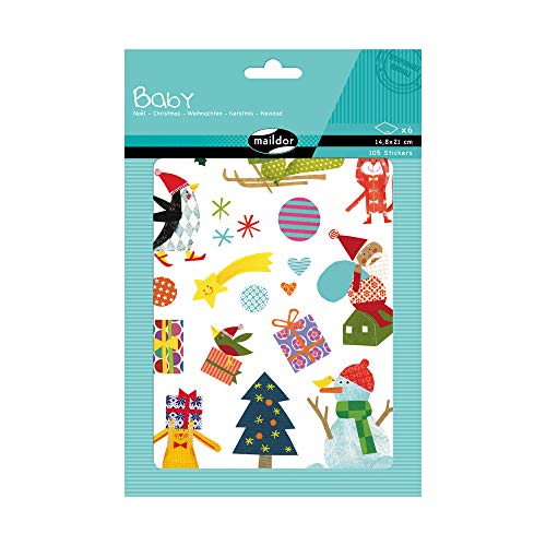 Maildor AE032O Baby Packung Stickers (mit 6 Bögen in Format DIN A5, 14, 8 x 21cm, ideal für Kinder ab 2 Jahren, Weihnachten) 1 Pack von Avenue Mandarine