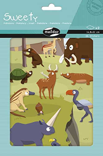 Maildor AE225C - Packung mit 2 Bogen Sweety Stickers, 14,8x21cm, ideal für DIY-Projekte, 1 Pack, Vorgeschichte von Maildor