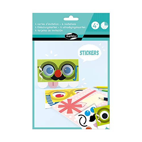 Maildor AF025C kreativ Sticker-Set (, Einladungskarten zum Dekorieren, ideal für Kinder ab 4 Jahren, ideales Bastelprojekt, Bunt) 1 Set von Avenue Mandarine